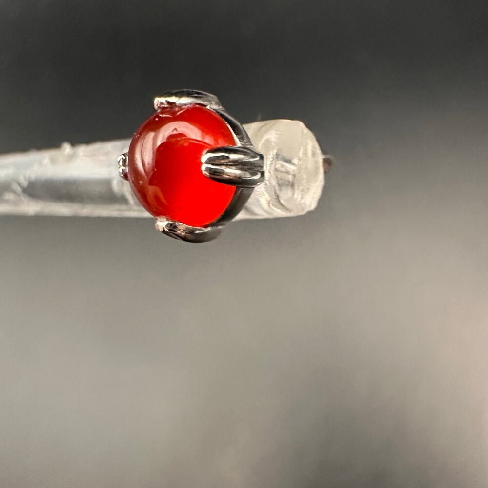 BBJ 925 Stud Earring Red Orange Sterling Silver Signed Designer Minimalist *read